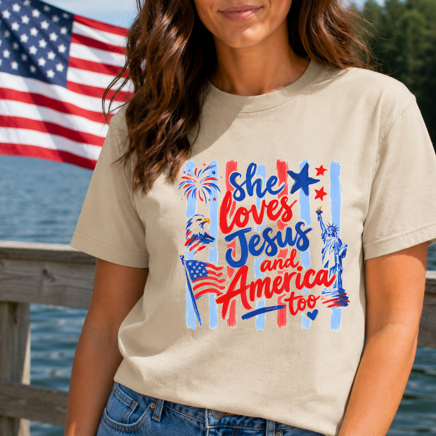 She Loves Jesus and America 4th of July T-Shirt