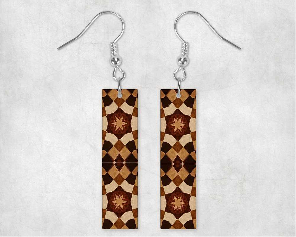Fall Mosiac Tile Bar Earrings