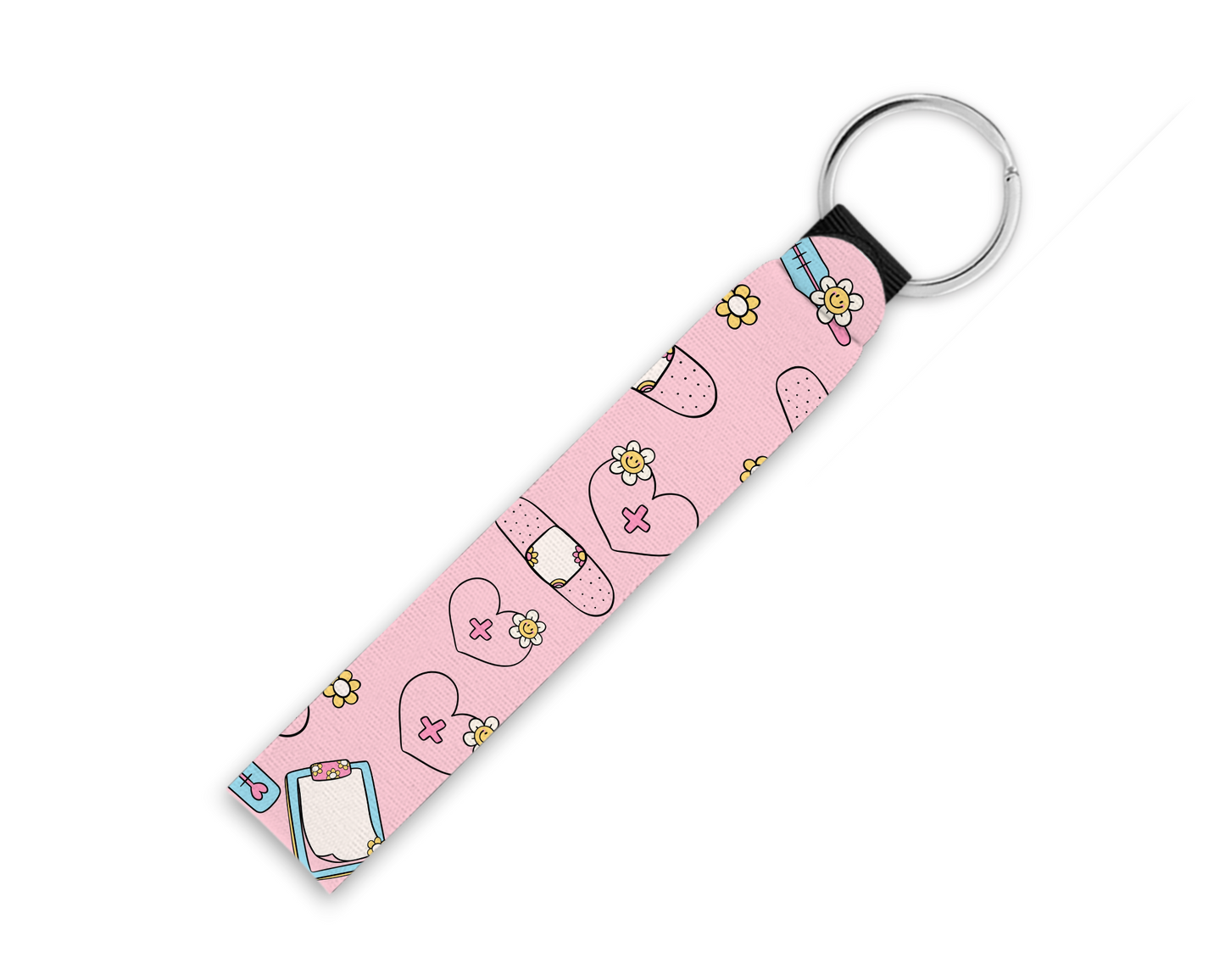 Hearts and Band Aids Neoprene Key Fob