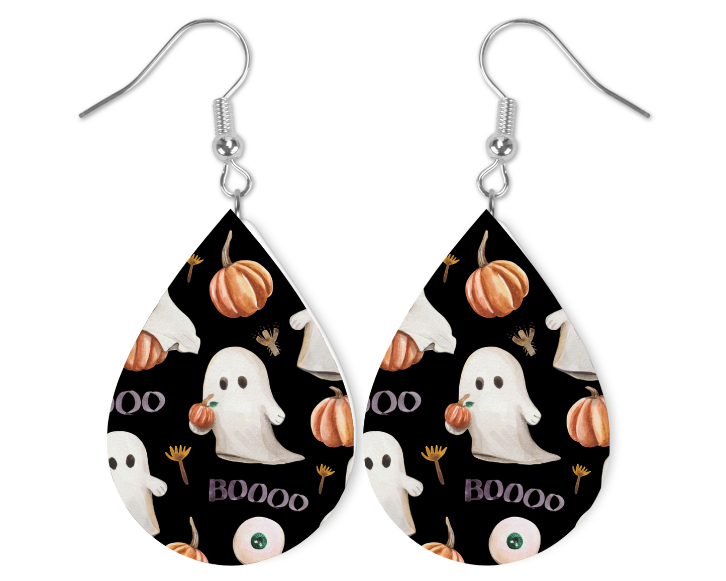 Boos and Pumpkins Teardrop Earrings