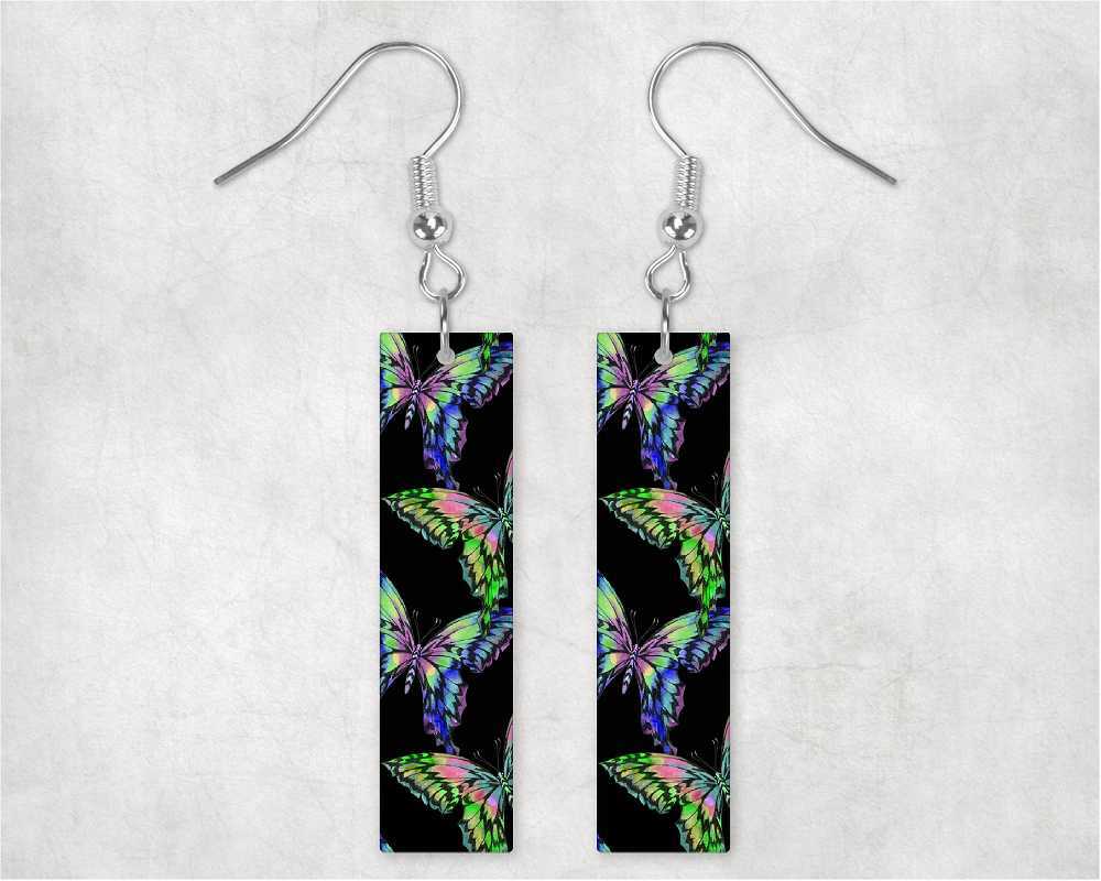Neon Butterfly Bar Earrings