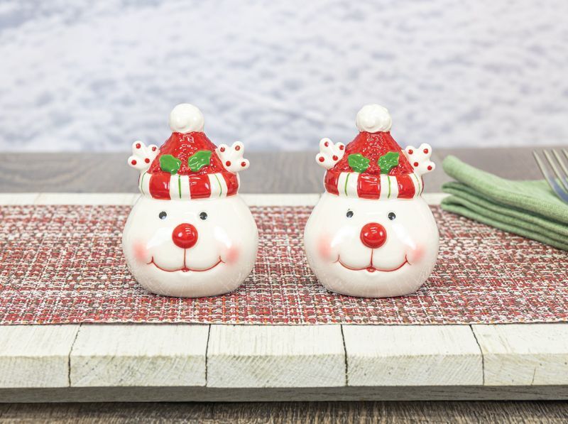 Scarved Snowman S & P Set