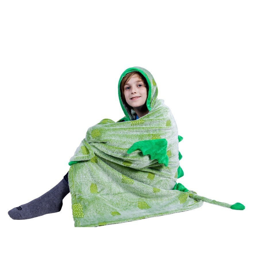 Plush Hooded Animal Blanket -Dragon
