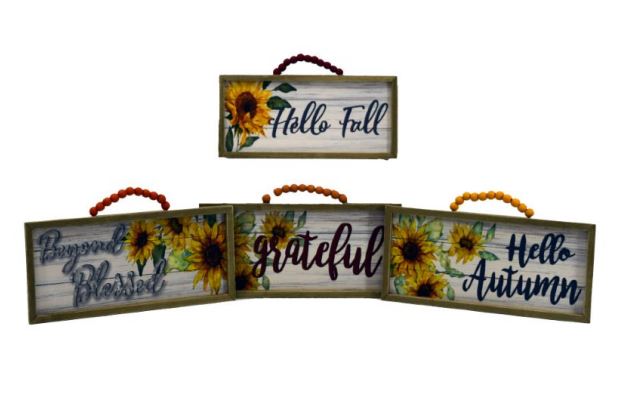 Fall Beaded Wood Hanging Sign