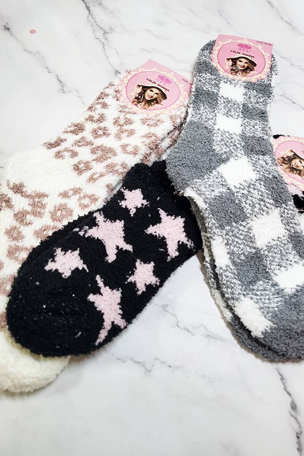 Winter Mix Pattern Fuzzy Socks