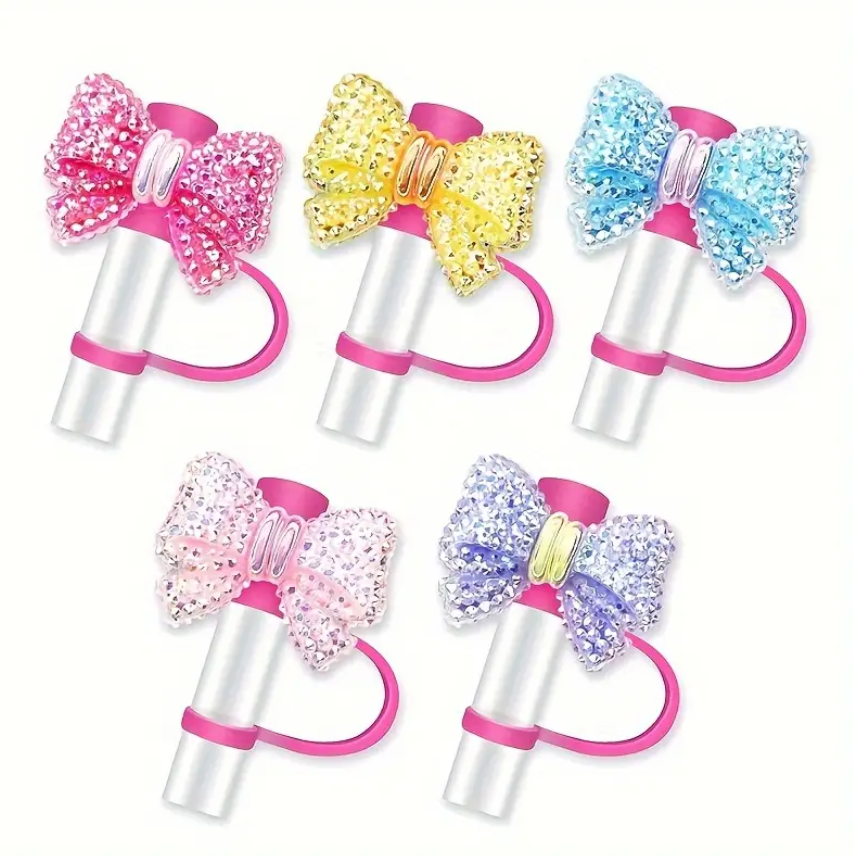 Sparkling Bow Straw Topper
