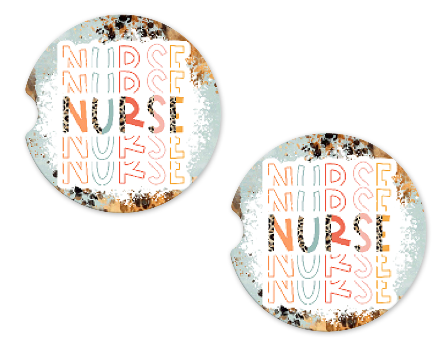 Western Leopard Repeating Nurse Car Coasters