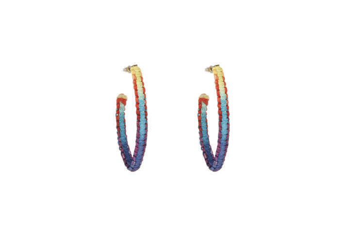 Skinny Oval Hoops w/Bright Multi Woven Thread