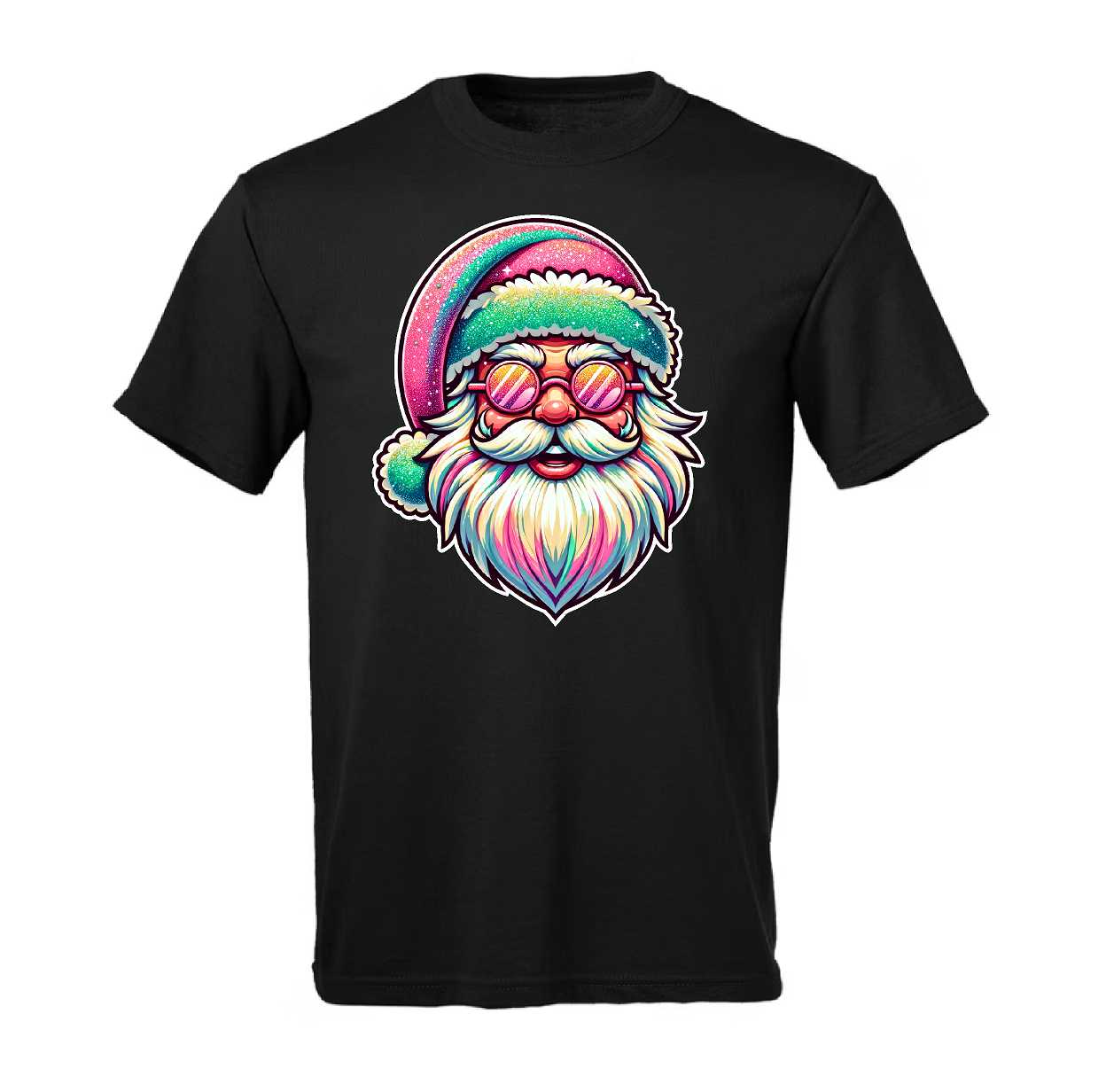 Cute Santa with Sunglasses Short Sleeve T- Shirt