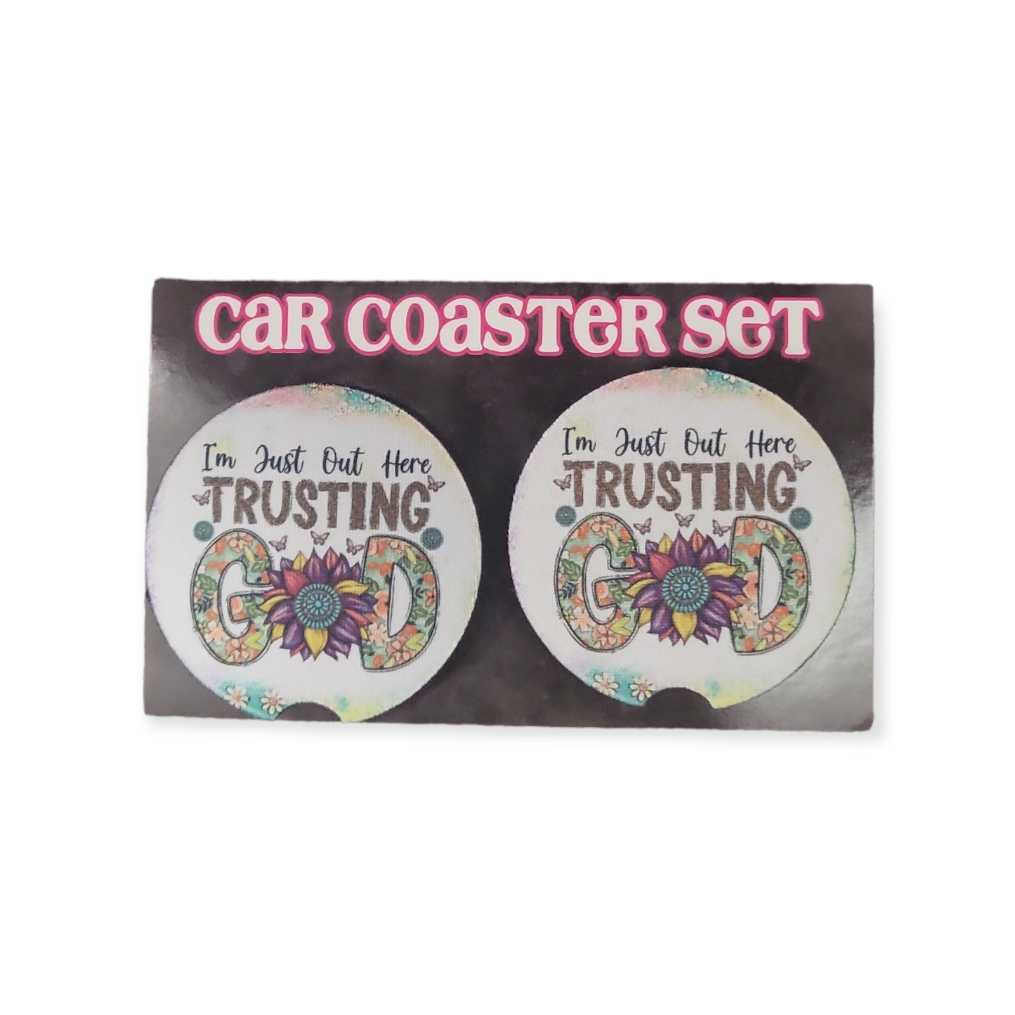 Trusting God Floral Car Coasters
