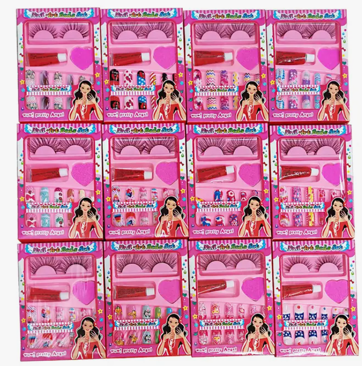 Fun Nails and Fake Eyelashes Set-Asst. Designs
