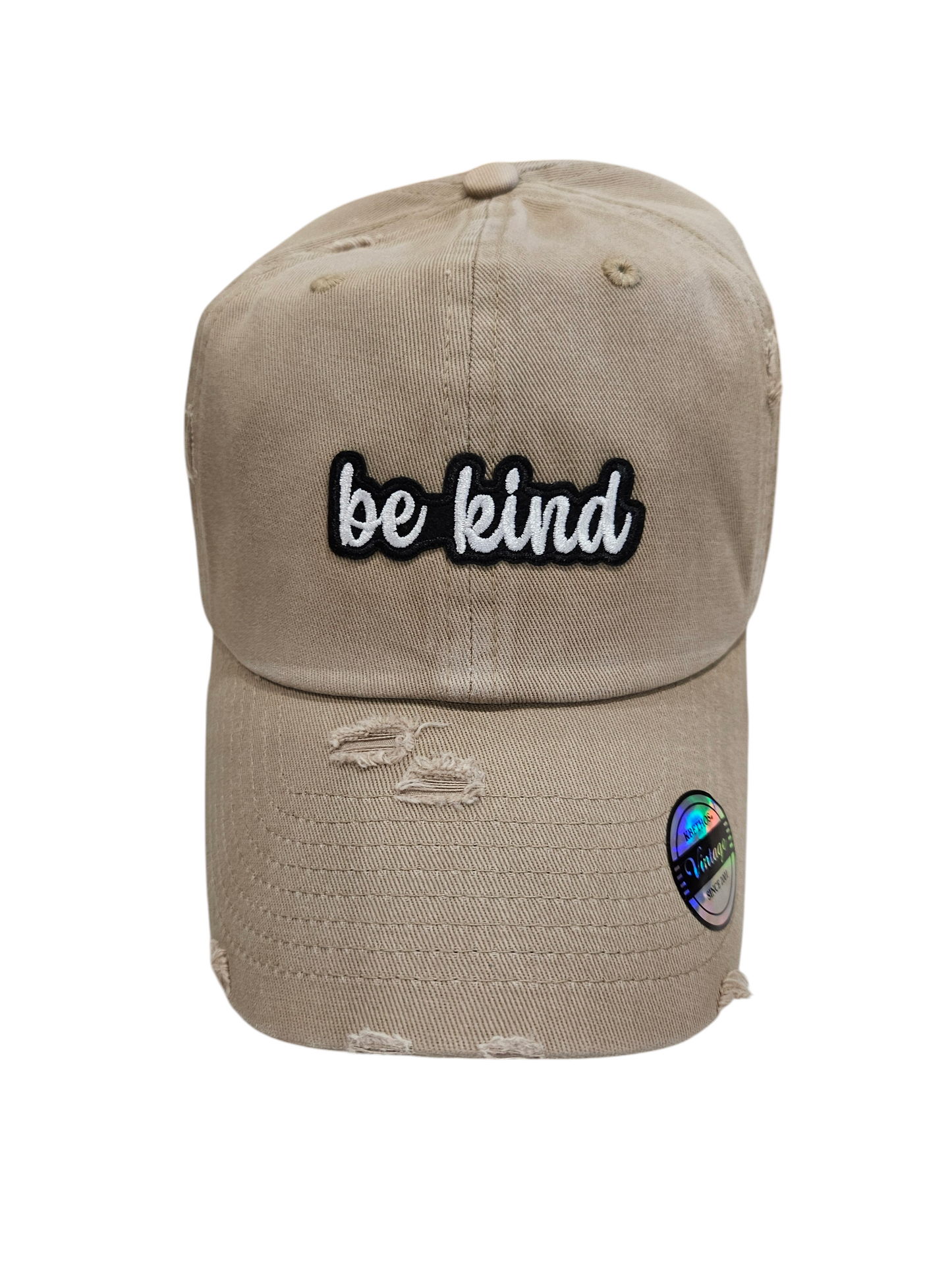 Khaki Vintage Embroidered Be Kind Ball Cap