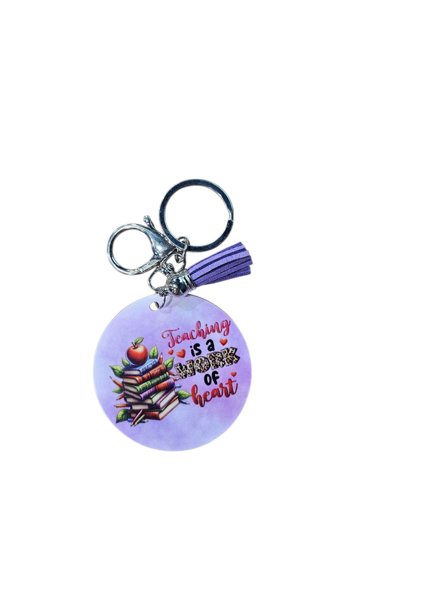 Teaching Is A Work Of Heart Key Chain with Tassel