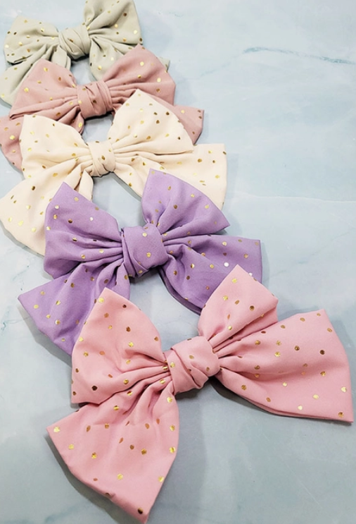 Gold Dot Hair Bow Clip
