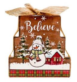 Believe Snowman Sign