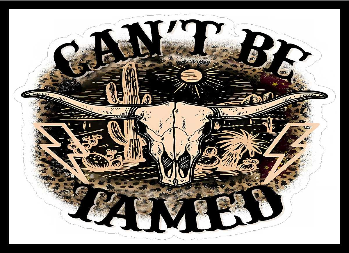 Leopard Bull Skull Country Rock & Roll Vinyl Decal