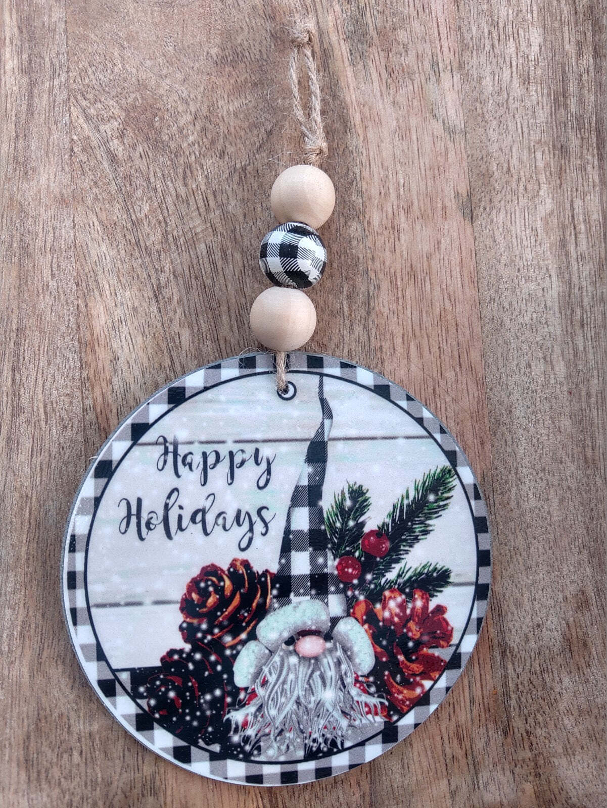 Happy Holidays Gnome Beaded Ornament