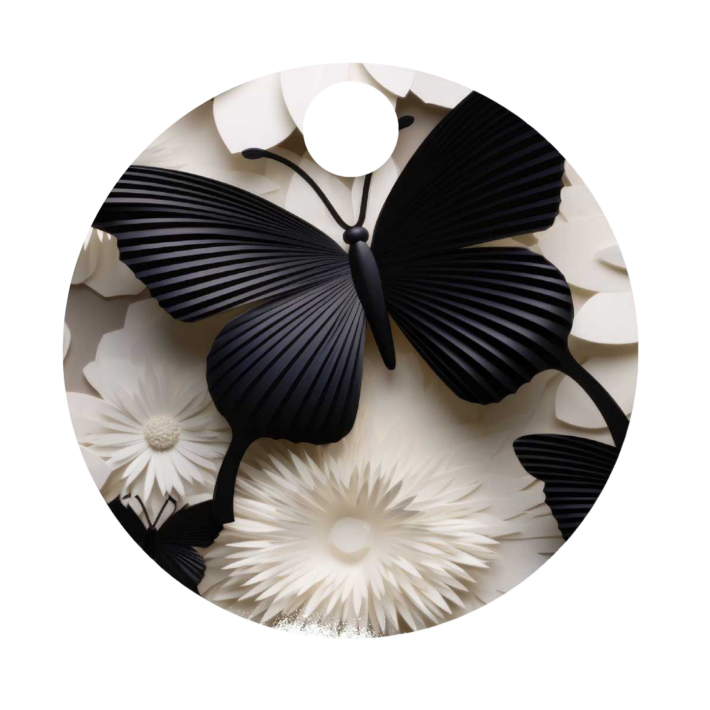 40 Oz. Black and White Butterfly MDF Sublimation Tumbler Topper