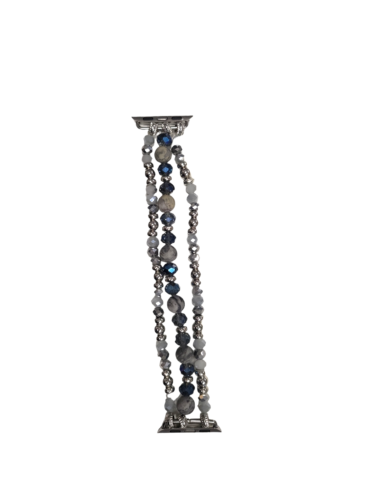 Beaded Navy and Gray Watch Band
