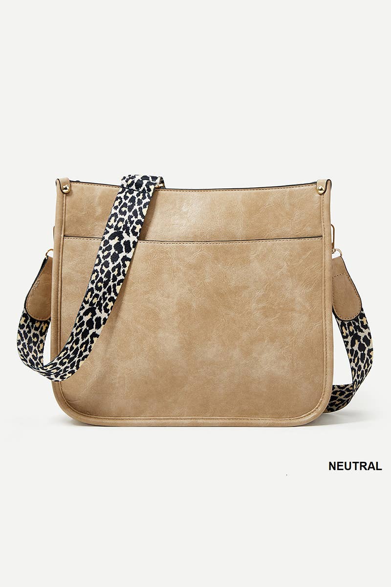 VEGAN LEATHER LEOPARD STRAP CROSSBODY SHOULDER