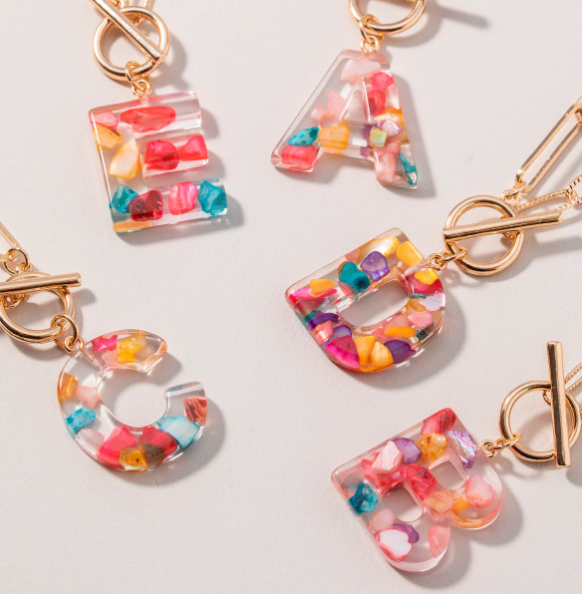 Multi Color Acetate Initial Bracelet