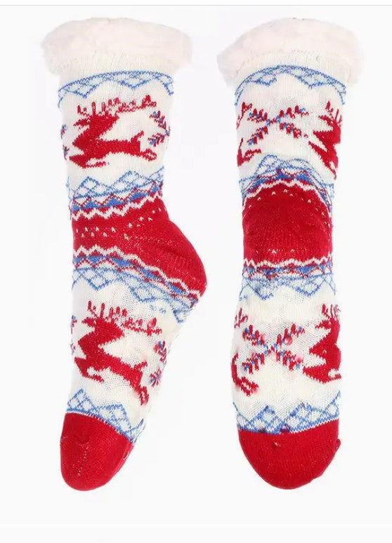 Reindeer Anti-Skid Winter Fur Lining Slipper Socks
