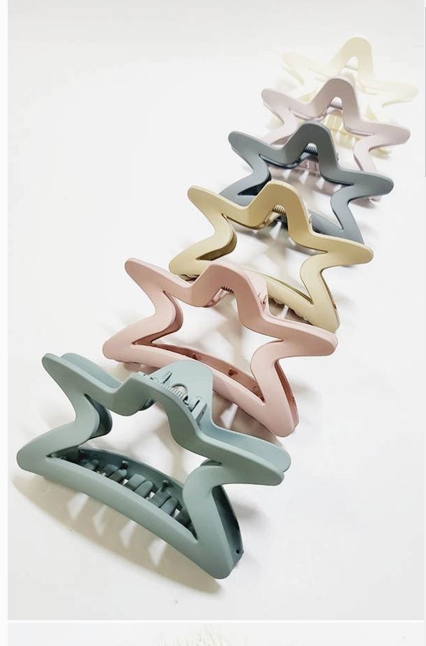 Star Shape Matte Color Hair Claw Clip-Asst. Colors
