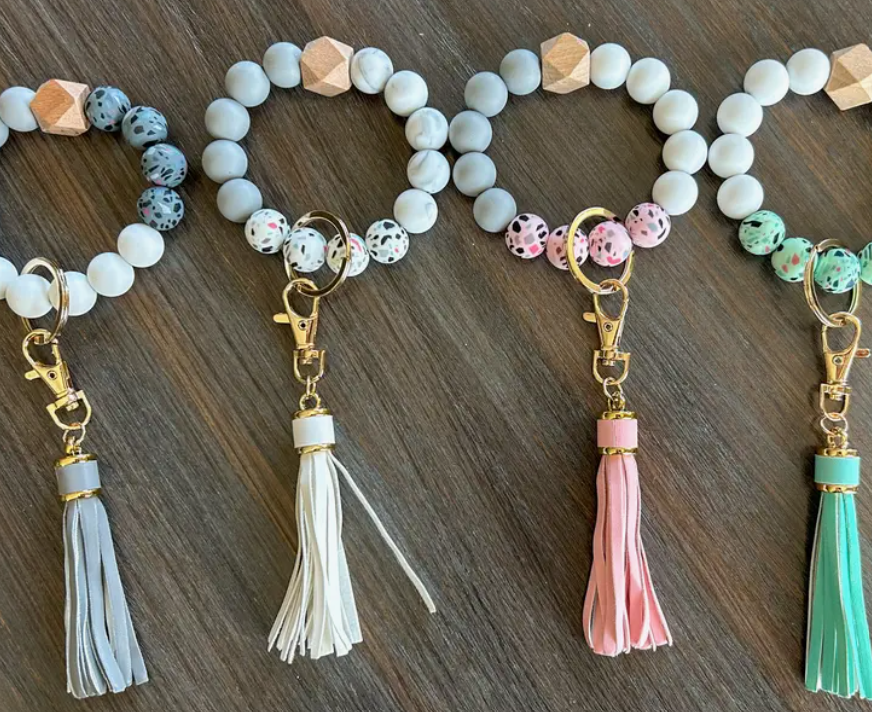 Mosaic Pieces Beaded Wristlet Keychain-Asst.Colors