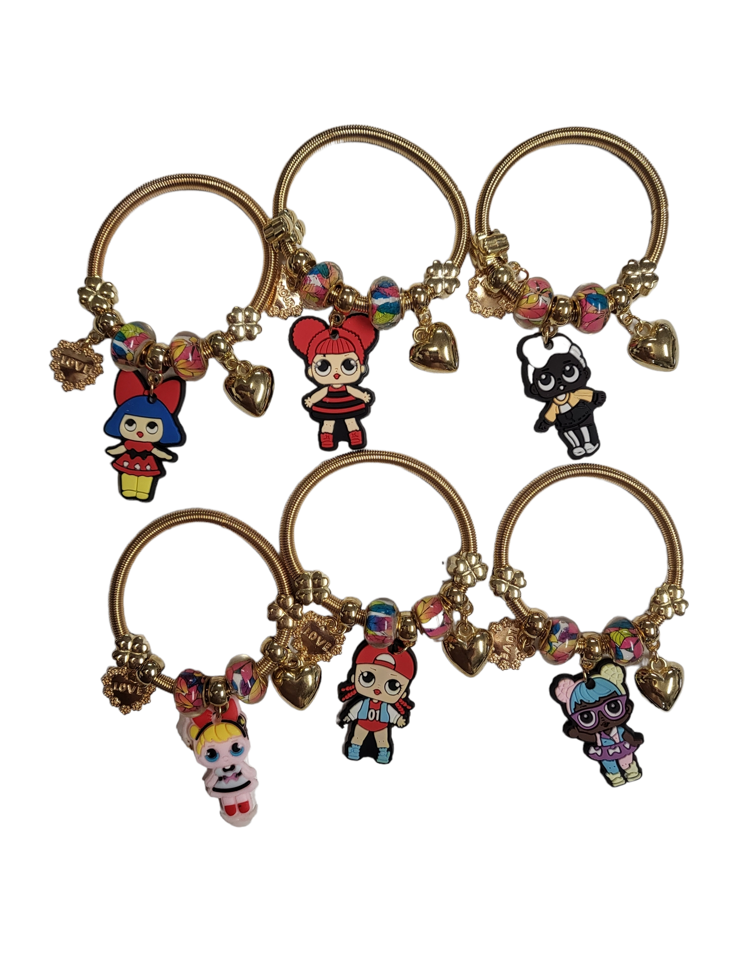 Gold Coil Bracelet with LOL Charm