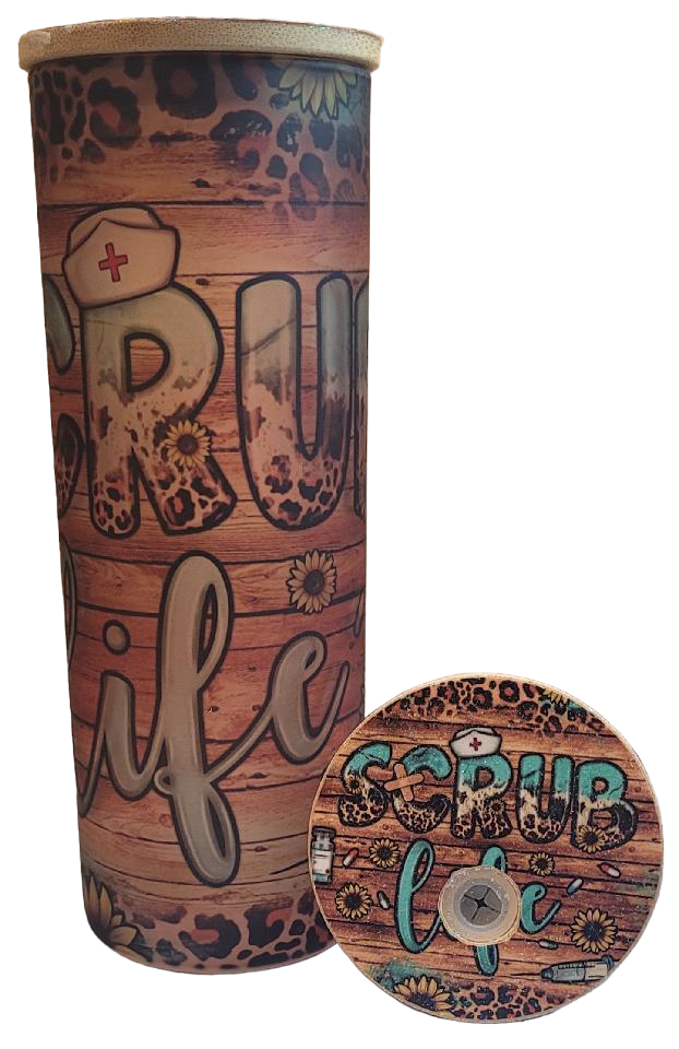 Western Leopard Scrub Life 25 oz Libby Glass Tumbler