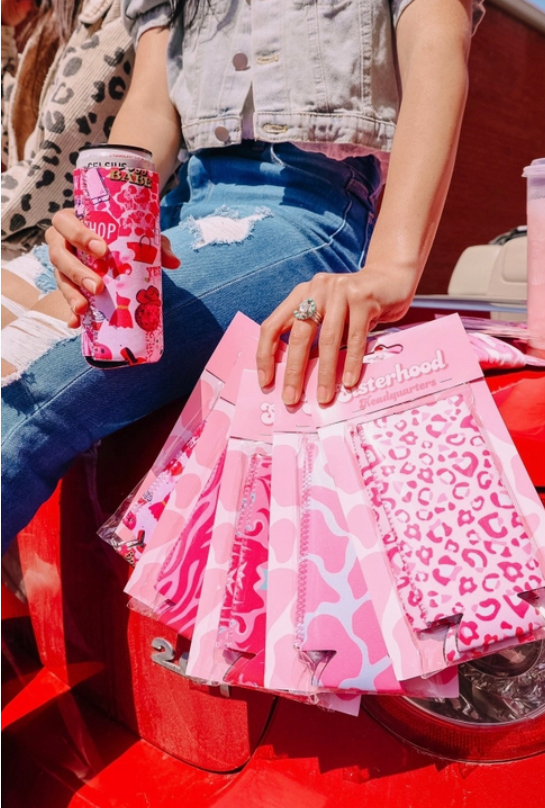 I Love Pink & Animal Print 2 Pack Tall Coozie