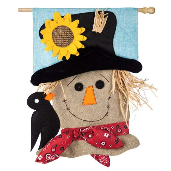 Scarecrow Season House Burlap Flag