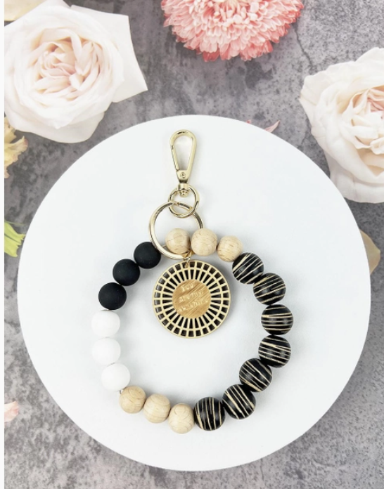 Wrislet Wood Beaded Charm Hook Keychain