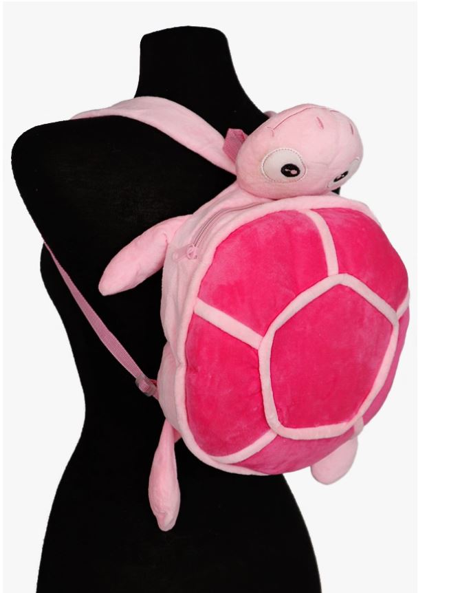 Youth Kids Turtle Plushie Polyester Lined Zippered Backpack