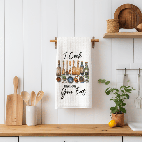 I Cook Therefore I Eat Tea Towel