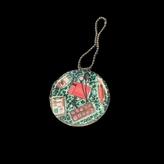 Teal animal Print with Medical Symbols Car Charm