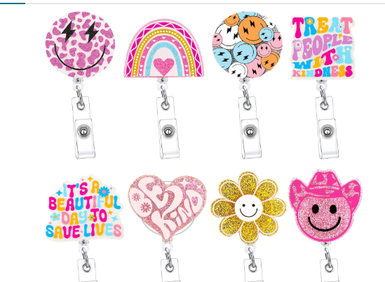 Large Glitter Novelty Badge Reels