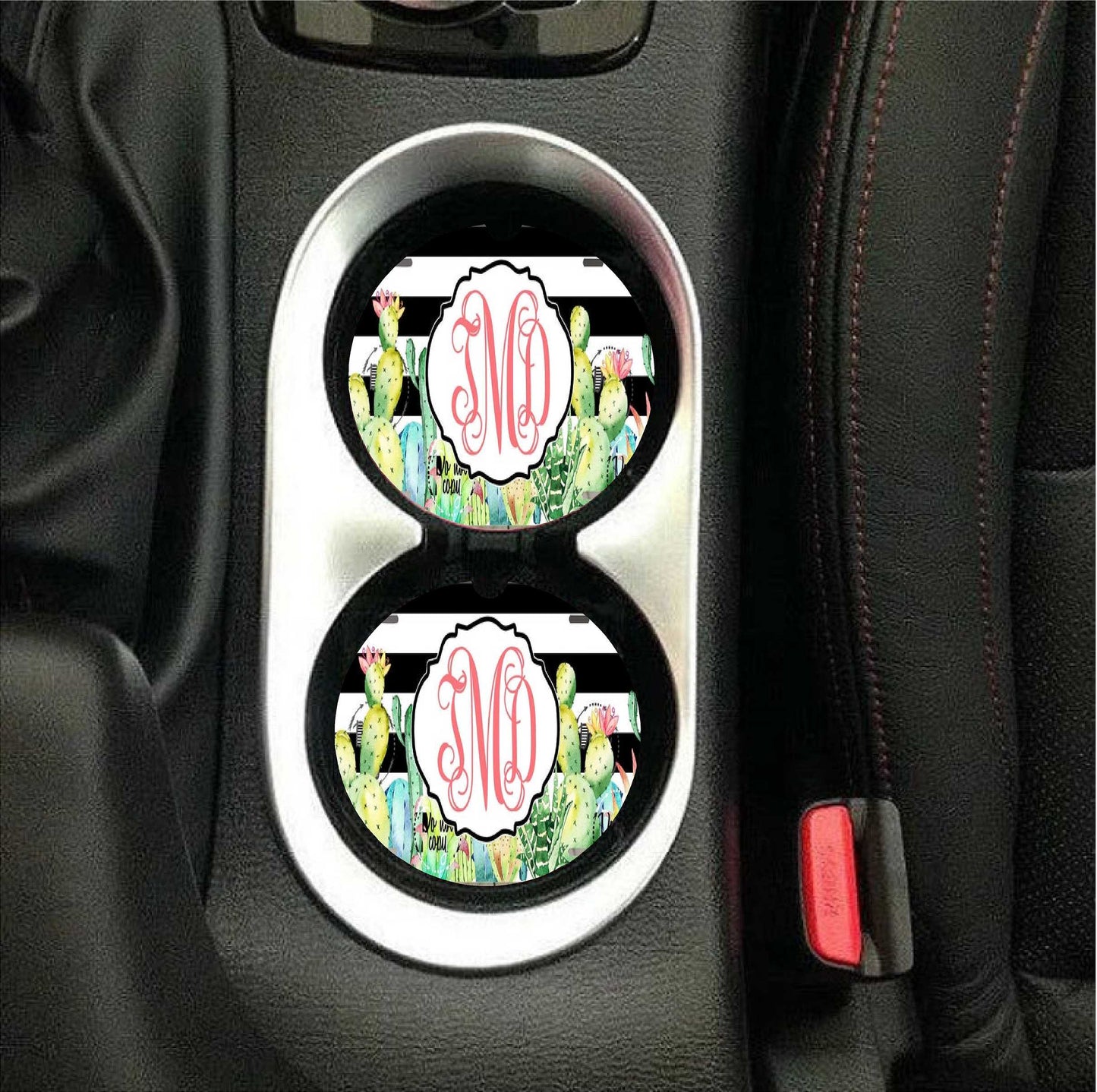 Cactus Stripe Car Coasters