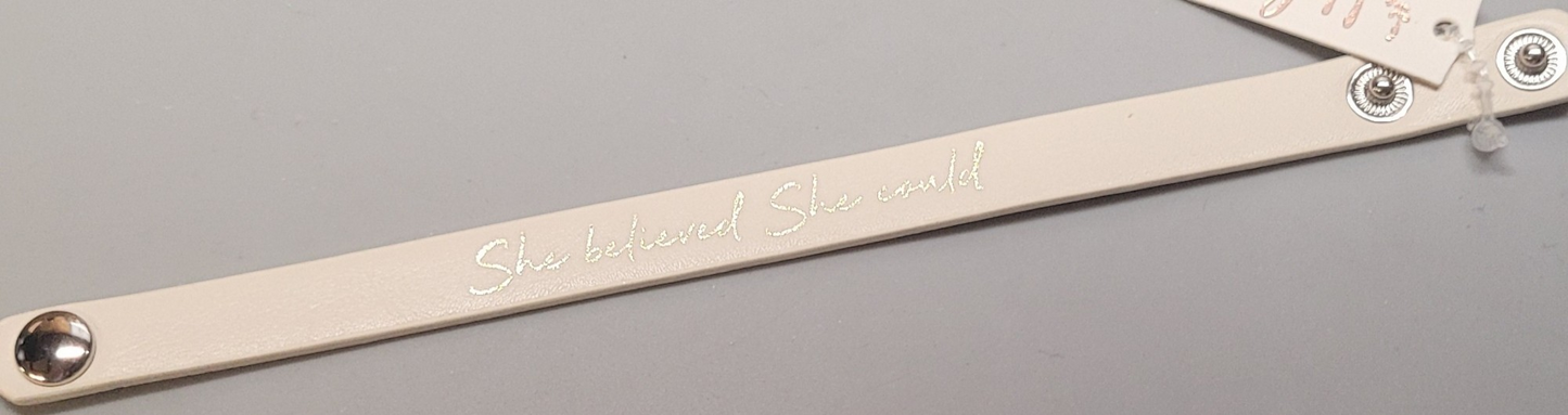 She Believed She Could Leather Snap Bracelet