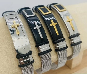 Adjustable Cross Titanium Bracelet
