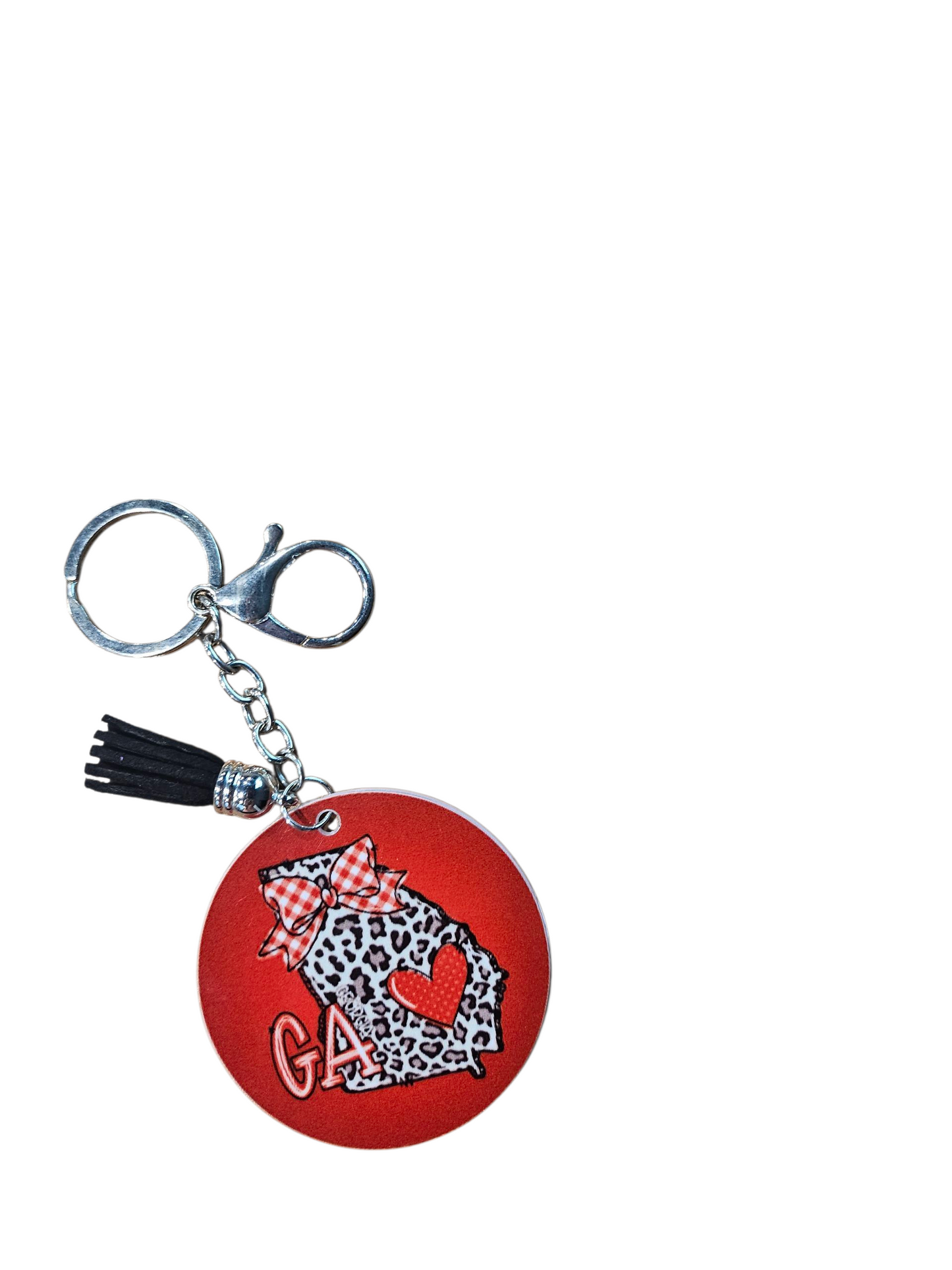 Animal Doodle GA Round Keychain with Tassel