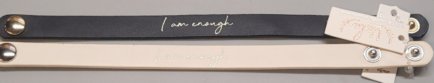 I Am Enough Leather Snap Bracelet
