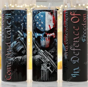 2nd Amendment Patriotic Punisher Skinny Tumbler-20 oz.