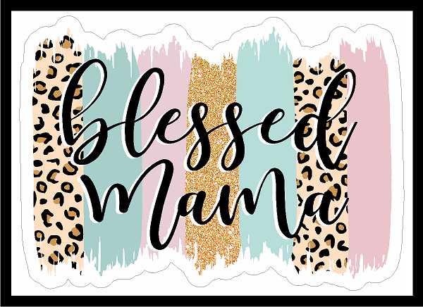 Leopard and Blush Color Blessed Mom Vinyl Decal