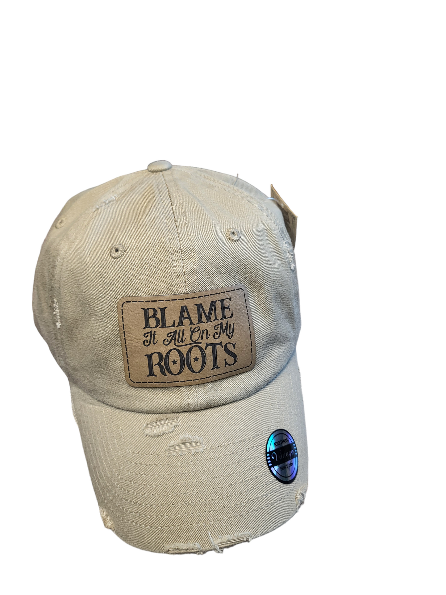 Blame It On My Roots Leather Patch Ball Cap