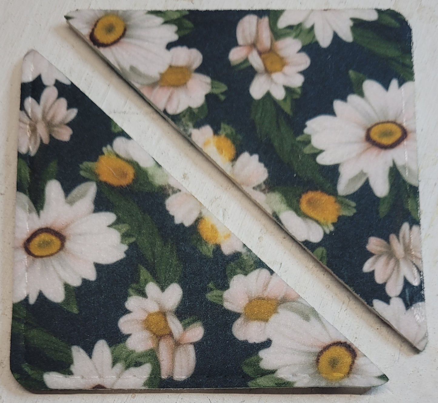 Set of Two White Daisy Green Corner Bookmarks