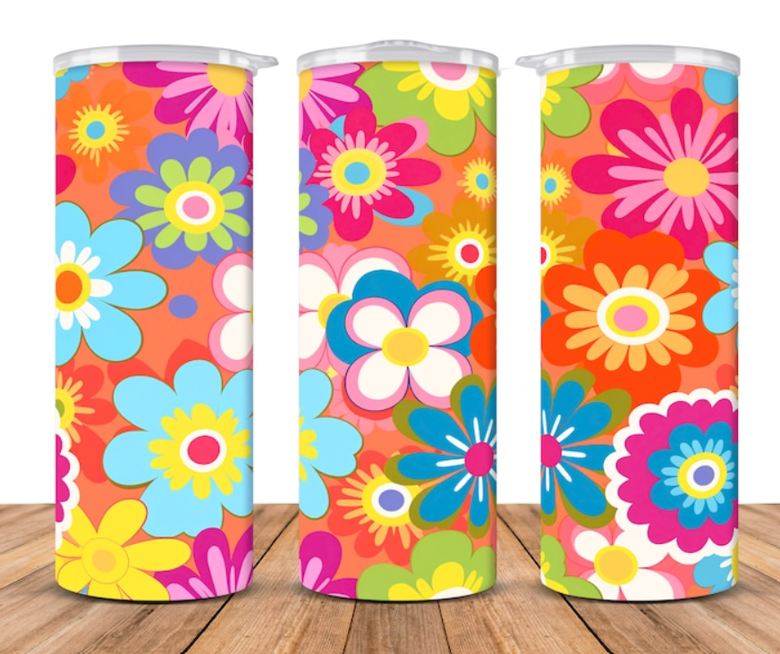 20 oz Groovy Retro Flower Skinny Tumbler
