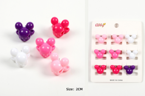 Set of 9 Mouse Ears Mini Hair Clips