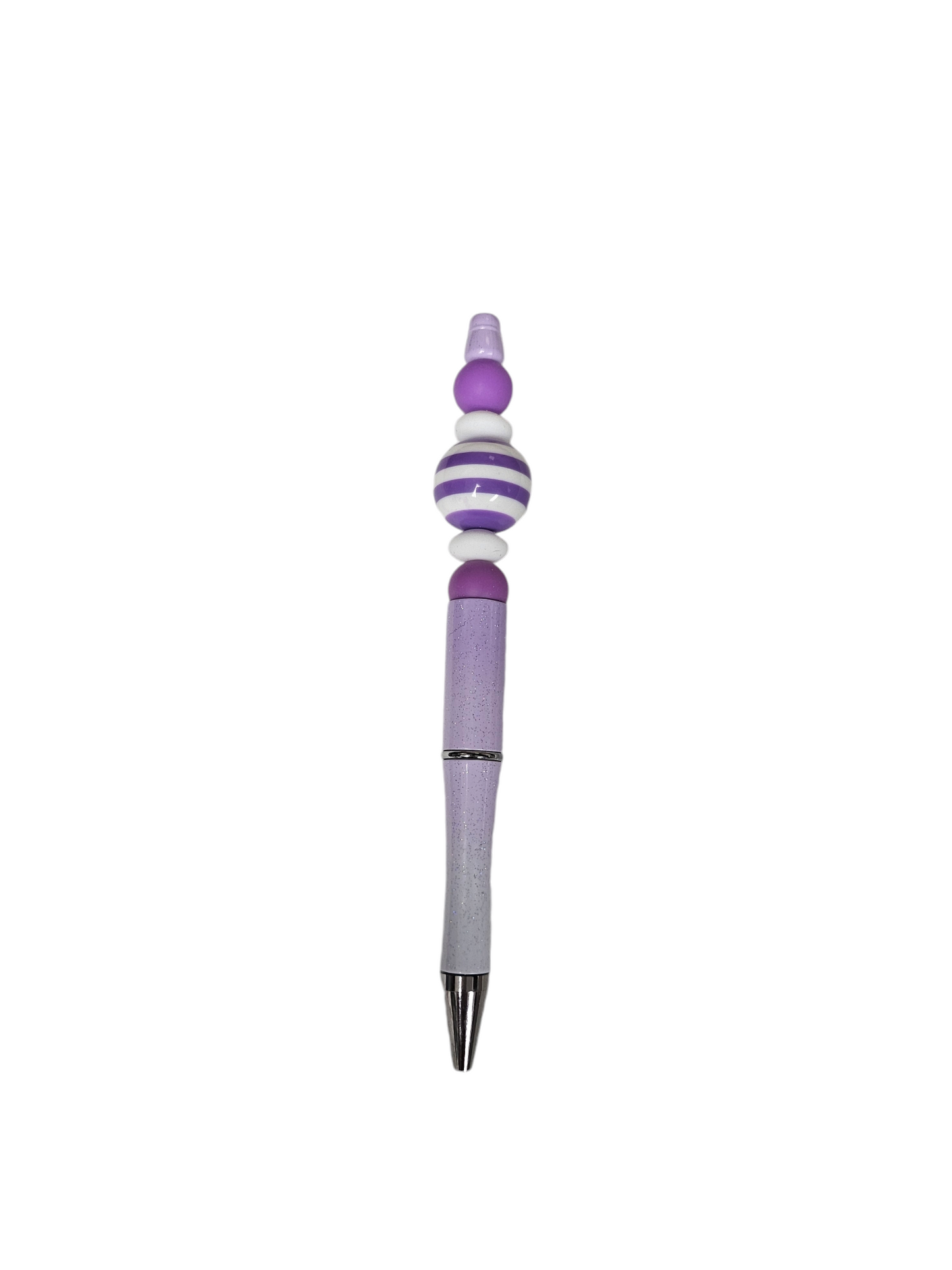 Glitter Ombre Purple Stripe Beaded Pen