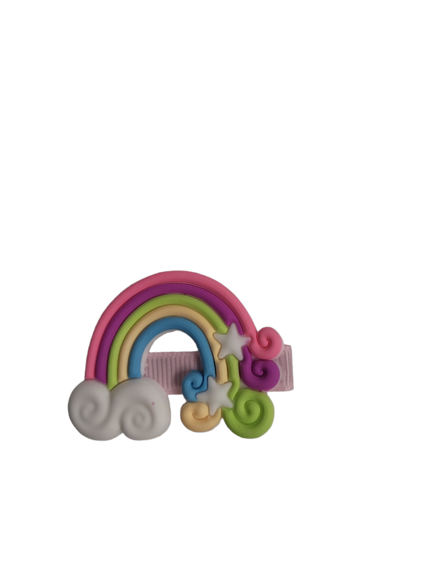 Bright Color Rainbow with Clouds Barrette